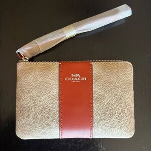Coach Tan and Red Wristlet